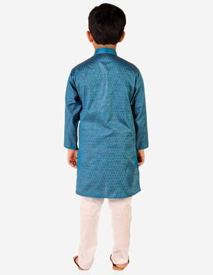 Sky Blue Stripes SIlk Jacquard Kurta Pajama Set // Traditional Wear 4