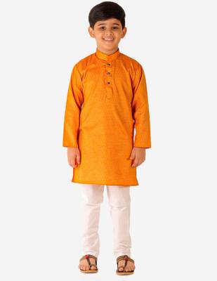 Yellow Stripes SIlk Jacquard Kurta Pajama Set // Traditional Wear 1