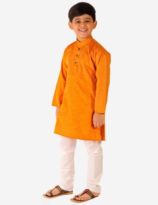 Yellow Stripes SIlk Jacquard Kurta Pajama Set // Traditional Wear 2