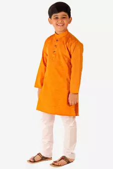 Yellow Stripes SIlk Jacquard Kurta Pajama Set // Traditional Wear