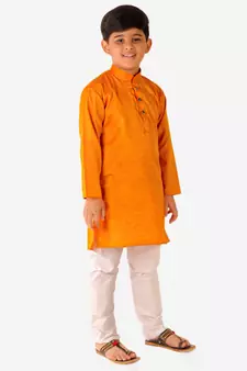 Yellow Stripes SIlk Jacquard Kurta Pajama Set // Traditional Wear