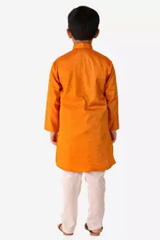 Yellow Stripes SIlk Jacquard Kurta Pajama Set // Traditional Wear