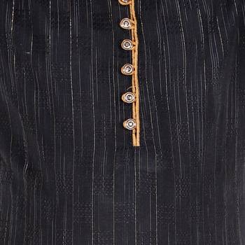 Dark Blue Stripes SIlk Jacquard Kurta Pajama Set // Traditional Wear 2