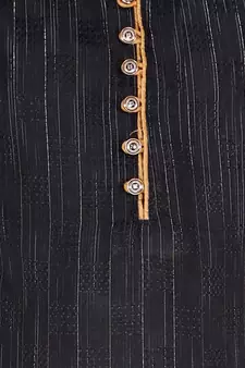 Dark Blue Stripes SIlk Jacquard Kurta Pajama Set // Traditional Wear