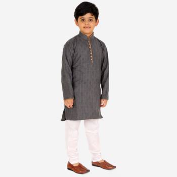 Grey Stripes SIlk Jacquard Kurta Pajama Set // Traditional Wear 1
