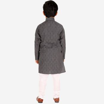 Grey Stripes SIlk Jacquard Kurta Pajama Set // Traditional Wear 3