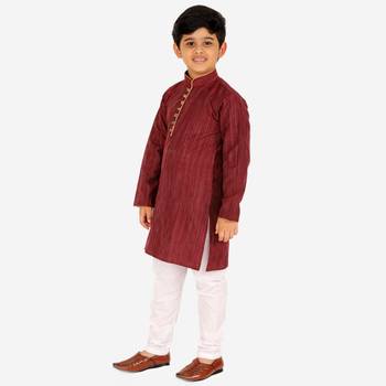 Maroon Stripes SIlk Jacquard Kurta Pajama Set // Traditional Wear 2