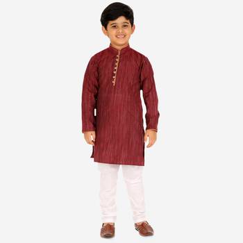 Maroon Stripes SIlk Jacquard Kurta Pajama Set // Traditional Wear 3