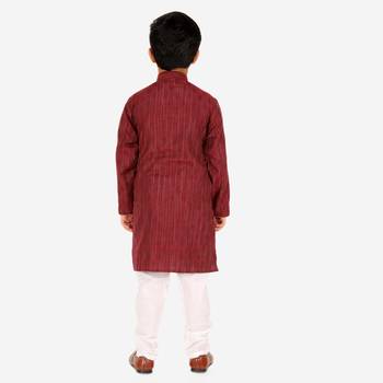 Maroon Stripes SIlk Jacquard Kurta Pajama Set // Traditional Wear 4
