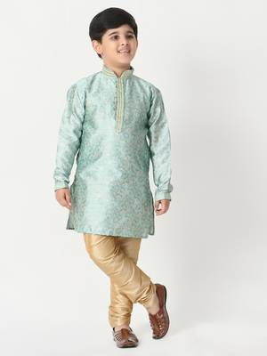 Firozi Stripes SIlk Jacquard Kurta Pajama Set // Traditional Wear 1