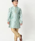 Firozi Stripes SIlk Jacquard Kurta Pajama Set // Traditional Wear