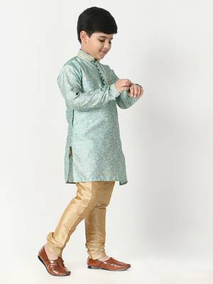 Firozi Stripes SIlk Jacquard Kurta Pajama Set // Traditional Wear 2