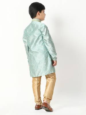 Firozi Stripes SIlk Jacquard Kurta Pajama Set // Traditional Wear 4