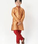 Orange Stripes SIlk Jacquard Kurta Pajama Set // Traditional Wear