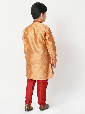 Orange Stripes SIlk Jacquard Kurta Pajama Set // Traditional Wear 4