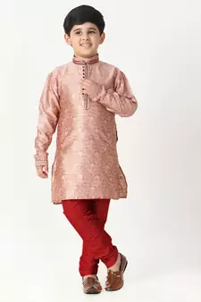 Pink Stripes SIlk Jacquard Kurta Pajama Set // Traditional Wear