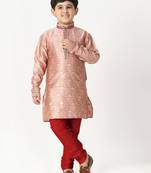 Pink Stripes SIlk Jacquard Kurta Pajama Set // Traditional Wear