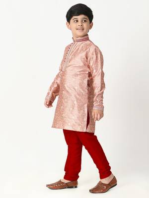 Pink Stripes SIlk Jacquard Kurta Pajama Set // Traditional Wear 2