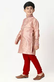 Pink Stripes SIlk Jacquard Kurta Pajama Set // Traditional Wear