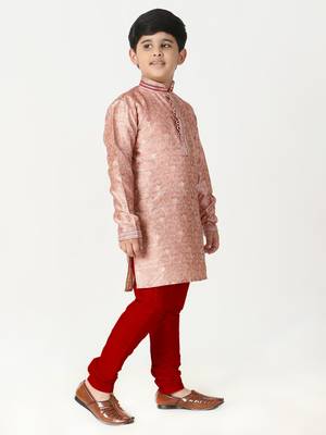 Pink Stripes SIlk Jacquard Kurta Pajama Set // Traditional Wear 3