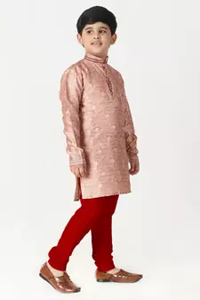 Pink Stripes SIlk Jacquard Kurta Pajama Set // Traditional Wear