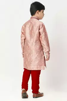 Pink Stripes SIlk Jacquard Kurta Pajama Set // Traditional Wear