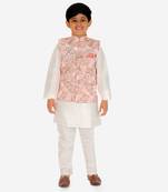 Peach Stripes jacquard Silk Kurta Pajama Set // Traditional Wear