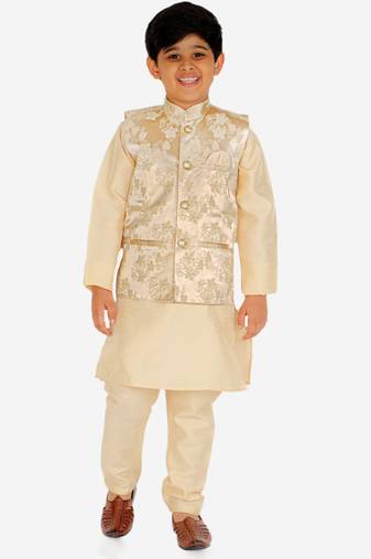 Gold Stripes jacquard Silk Kurta Pajama Set // Traditional Wear