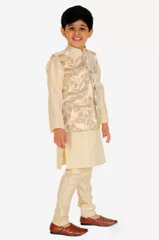 Gold Stripes jacquard Silk Kurta Pajama Set // Traditional Wear