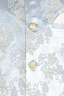 Light Blue Stripes jacquard Silk Kurta Pajama Set // Traditional Wear