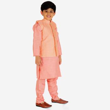 Pink Stripes jacquard Silk Kurta Pajama Set // Traditional Wear 1
