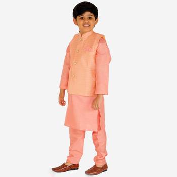 Pink Stripes jacquard Silk Kurta Pajama Set // Traditional Wear 2