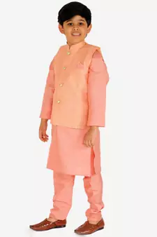 Pink Stripes jacquard Silk Kurta Pajama Set // Traditional Wear