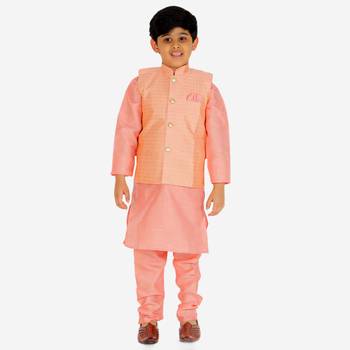Pink Stripes jacquard Silk Kurta Pajama Set // Traditional Wear 3