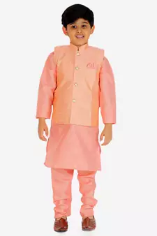 Pink Stripes jacquard Silk Kurta Pajama Set // Traditional Wear