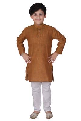 Brown Stripes Cotton Jacquard Kurta Pajama Set // Traditional Wear 1