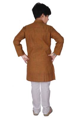 Brown Stripes Cotton Jacquard Kurta Pajama Set // Traditional Wear 2