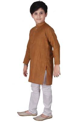 Brown Stripes Cotton Jacquard Kurta Pajama Set // Traditional Wear 4