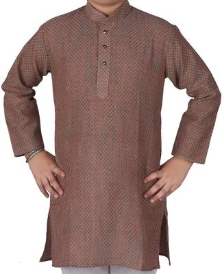 Light Brown Stripes Cotton Jacquard Kurta Pajama Set // Traditional Wear 5