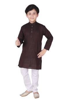 Maroon Stripes Cotton Jacquard Kurta Pajama Set // Traditional Wear