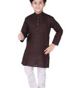 Maroon Stripes Cotton Jacquard Kurta Pajama Set // Traditional Wear