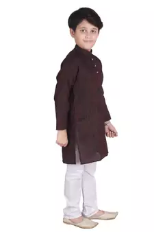 Maroon Stripes Cotton Jacquard Kurta Pajama Set // Traditional Wear