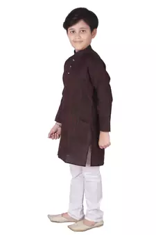 Maroon Stripes Cotton Jacquard Kurta Pajama Set // Traditional Wear