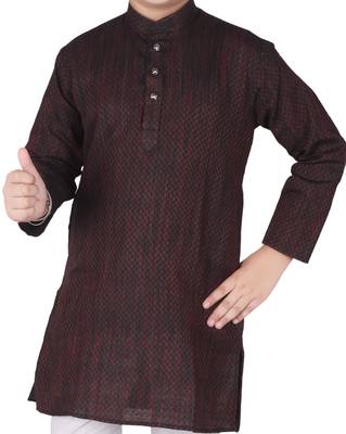 Maroon Stripes Cotton Jacquard Kurta Pajama Set // Traditional Wear 5