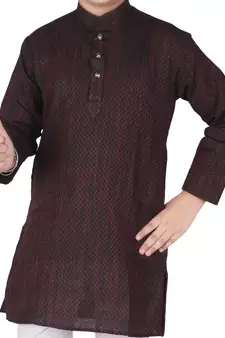 Maroon Stripes Cotton Jacquard Kurta Pajama Set // Traditional Wear