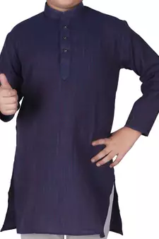 Royal Blue Stripes Cotton Jacquard Kurta Pajama Set // Traditional Wear