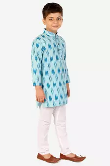 Firozi Stripes Cotton Jacquard Kurta Pajama Set // Traditional Wear
