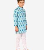Firozi Stripes Cotton Jacquard Kurta Pajama Set // Traditional Wear