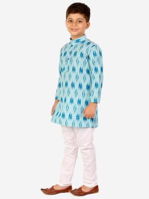 Firozi Stripes Cotton Jacquard Kurta Pajama Set // Traditional Wear 3