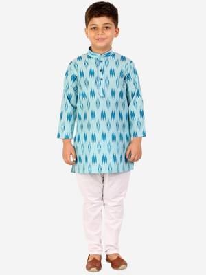 Firozi Stripes Cotton Jacquard Kurta Pajama Set // Traditional Wear 4
